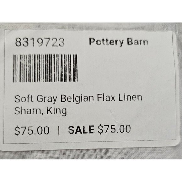Pottery Barn Other - NWT Soft Gray Belgian Flax Linen Sham King Size By Pottery Barn Retail: $79